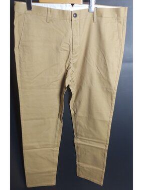 Snover Luxury Men Khaki Chino Pants Tailored Cotton Blend Trousers NWT Size 38
